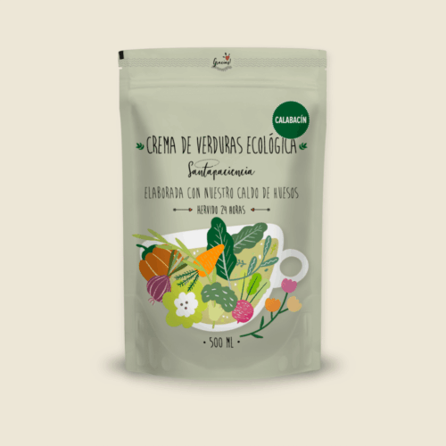 Crema Ecológica de Calabacín Santapaciencia. Crema de verduras Ecológica de Calabacín Santapaciencia